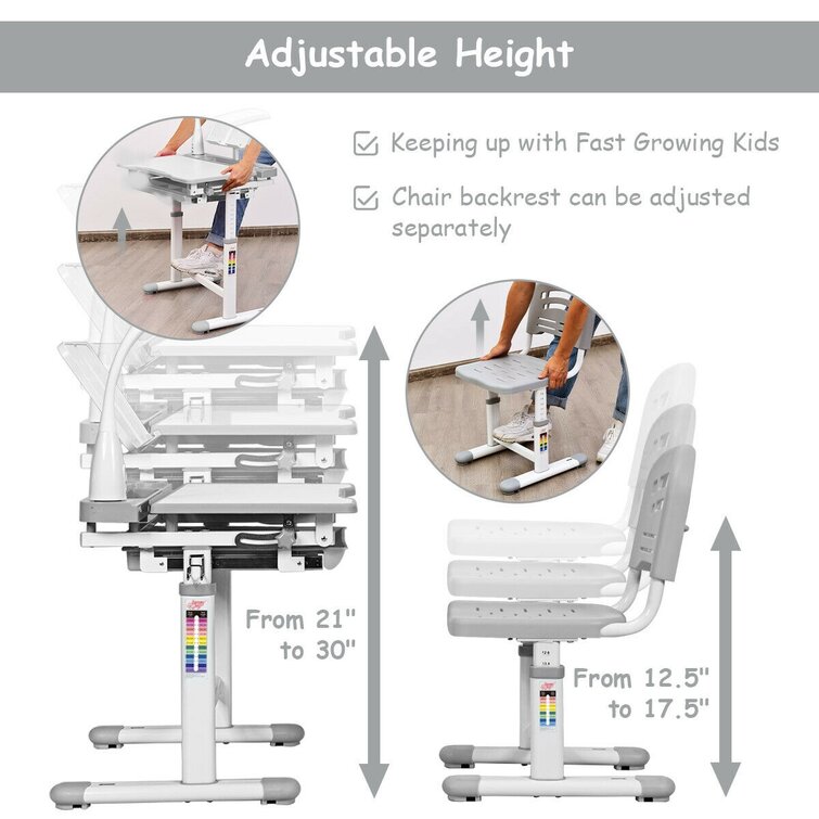 Height adjustable children's cheap art desk and chair